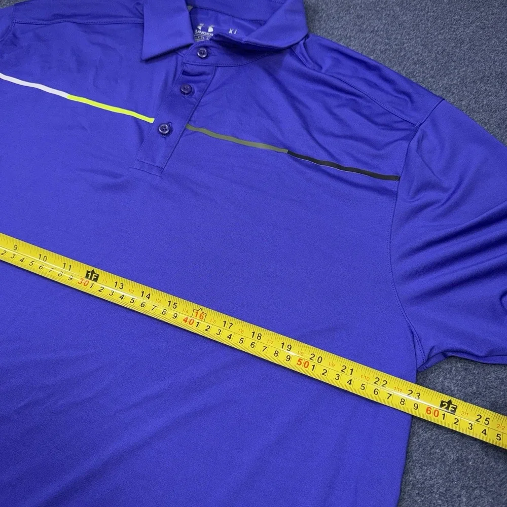 Under Armour Coldblack Polo Shirt Mens XL Blue Striped Golf Short Sleeve